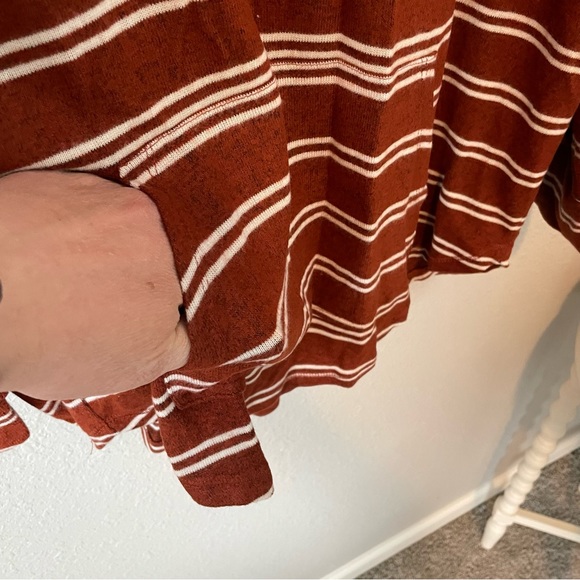 NWT Market & Spruce Kalloon Brush Knit Stripped Maroon Hooded Sweatshirt Size 1X - Picture 6 of 9